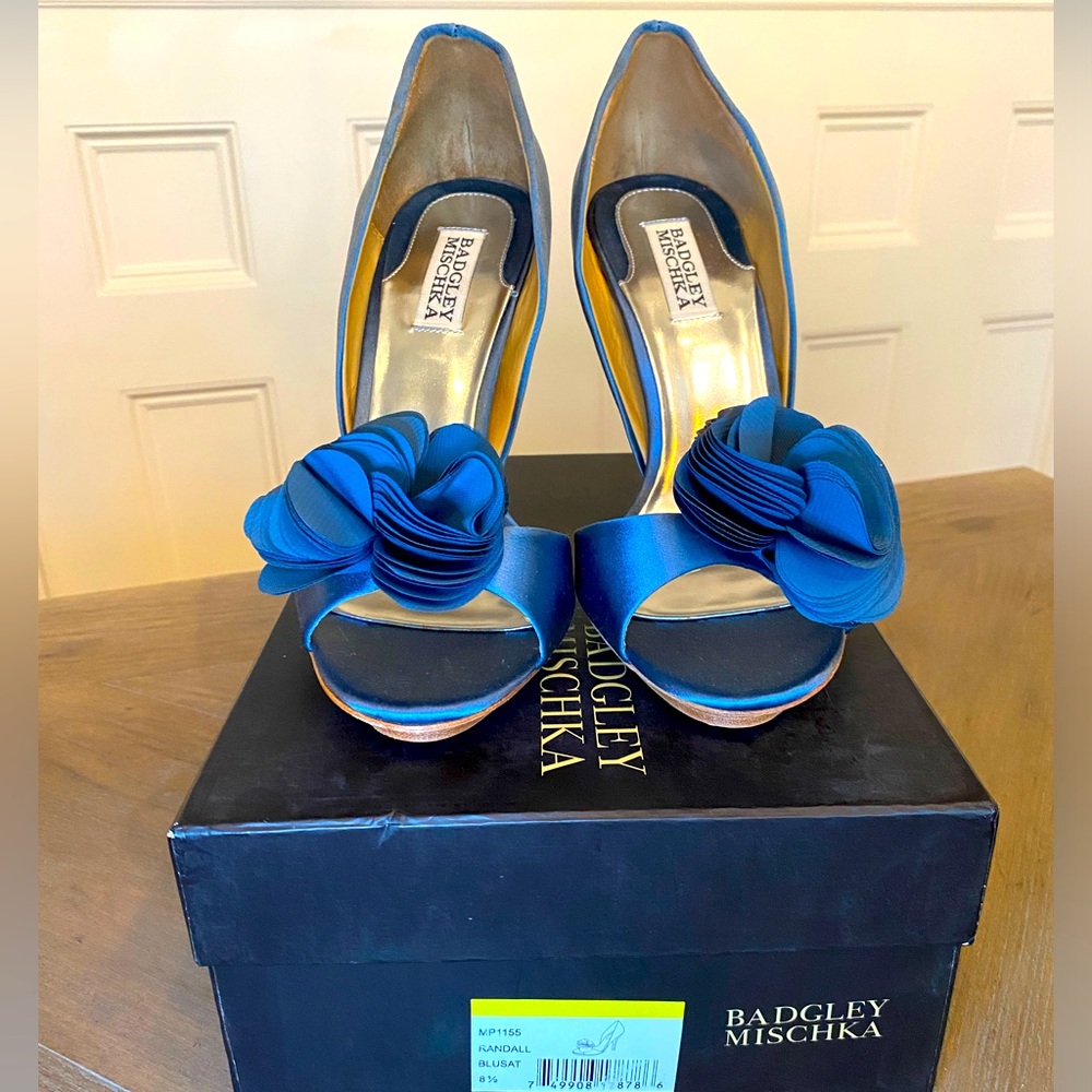 Badgley Mischka Randall D’Orsay Teal Peep-toe heels sz 8.5